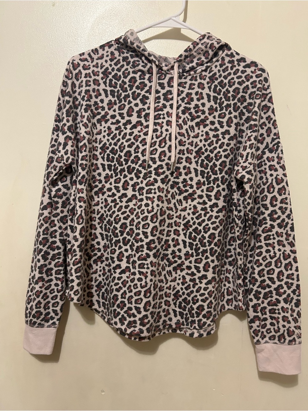 NWOT Victoria Secret Athleisure Leopard Print Waffle Knit Hoodie Sweatshirt Sz S